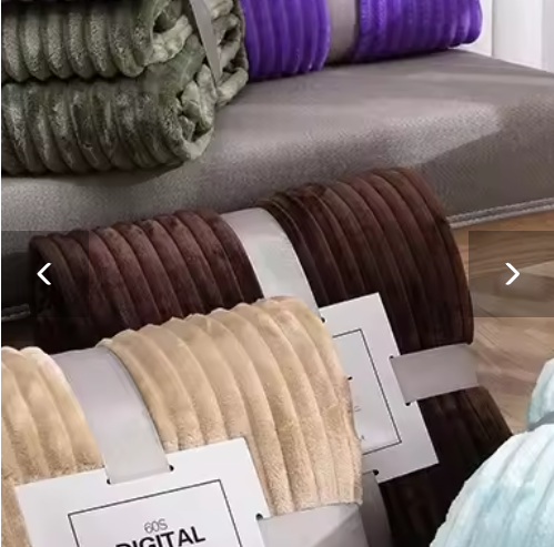 Striped Flannel Blankets for Beds, Solid Color Pink and Blue Soft Warm Mink Sofa Cover Bedspread Travel Blankets for Airplane Beach